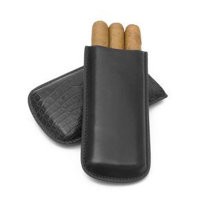 Tampa Fuego Genuine Alligator Top Black Leather Cigar Case